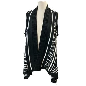 Express Women’s Open Front Cardigan Sz M to Lg New White Black Sleeveless Aztec
